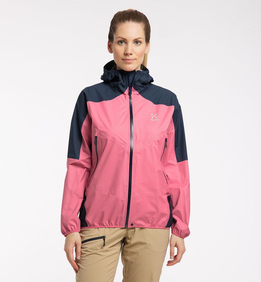 Haglöfs Womens L.I.M Comp Waterproof Jacket Pink/Dark Blue New Zealand 83672QHSR